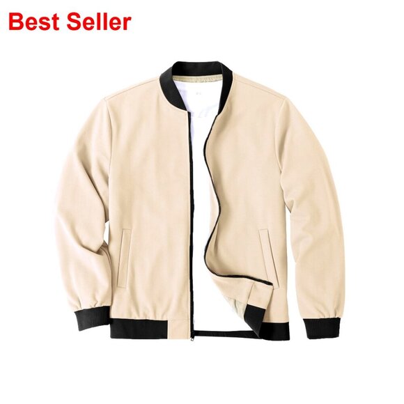 Other - Lightweight Bomber Jacket Full Zip Knit Varsity Textured Coat